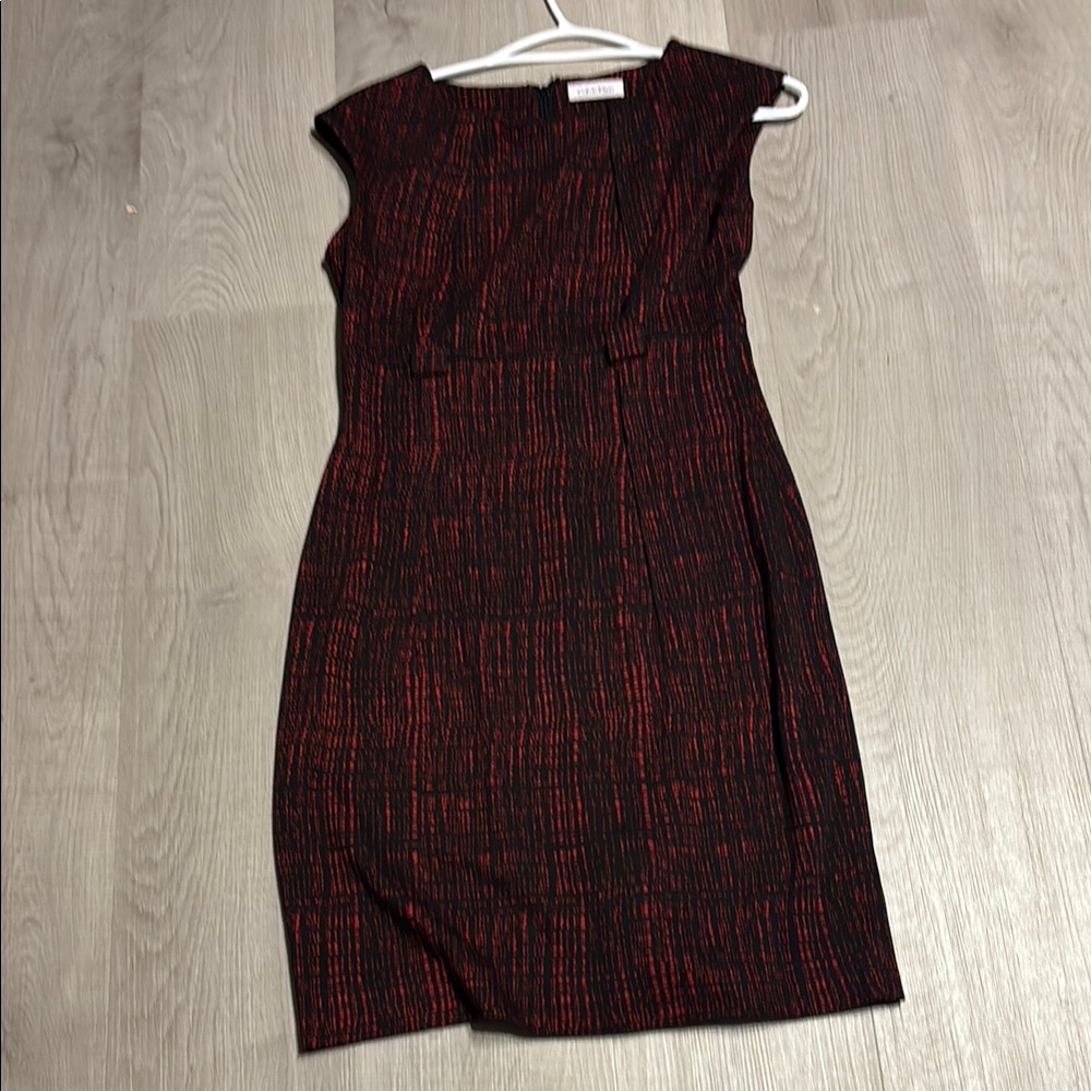 Calvin Klein Red Asymmetrical Sheath Dress for Work
